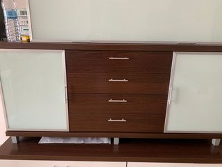 Módulo de comedor madera maciza Roble y cristal