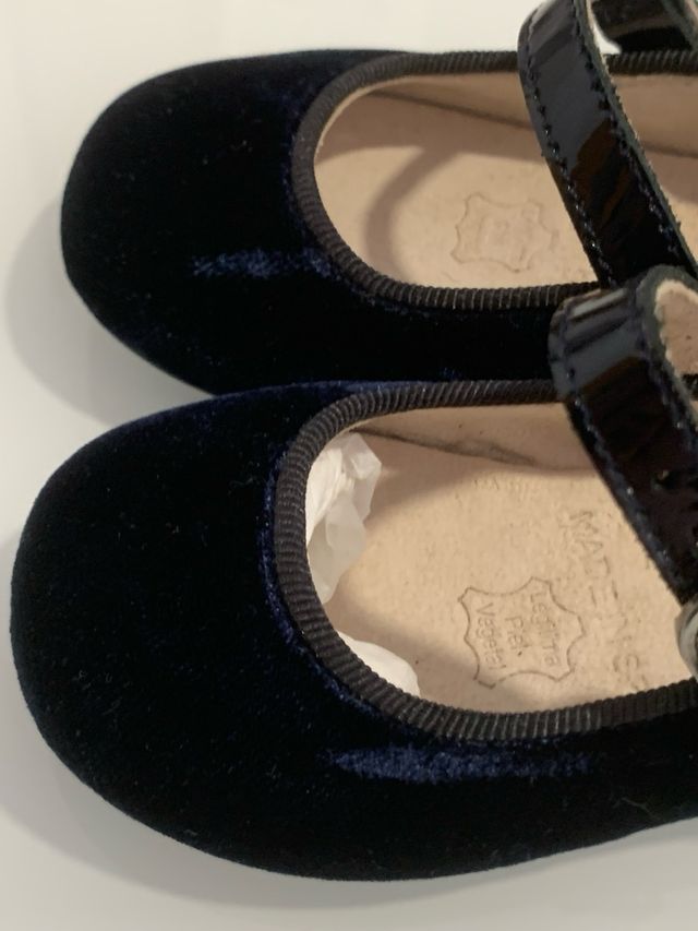 Zapatos bebé azul terciopelo