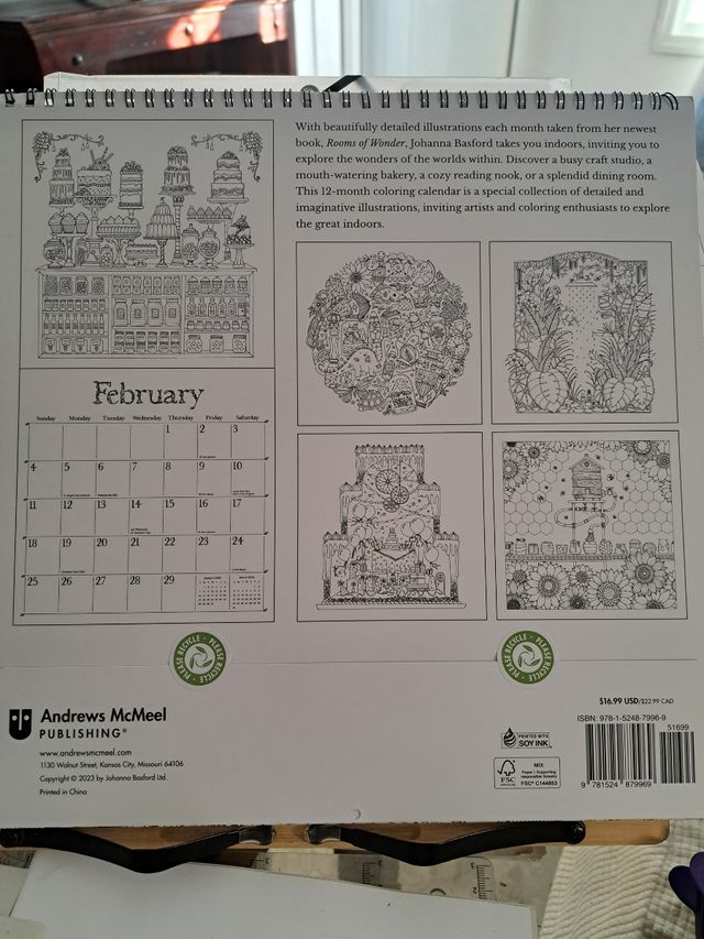 Calendario colorear 2024 Johanna Basford de segunda mano por 10 EUR en