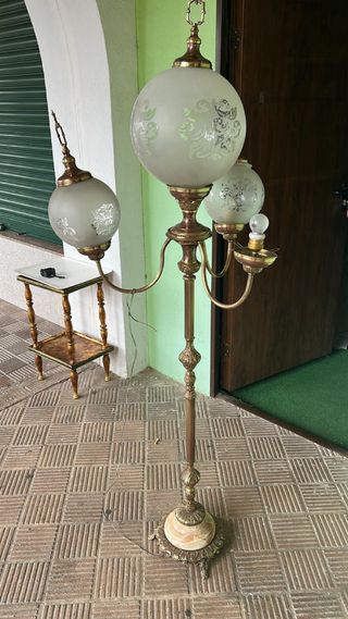 LÁMPARA PIE BRONCE Y MÁRMOL