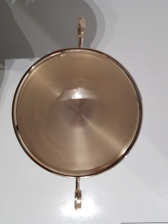 Coppa sportiva argento 800 con manici, base legno