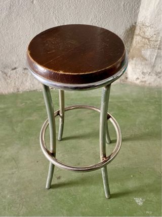 Taburete acero y madera