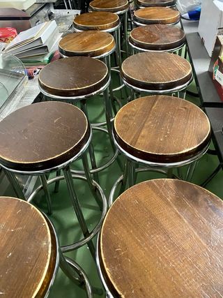 Taburete acero y madera