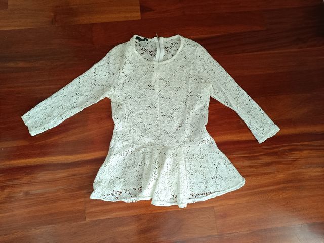 Top de manga francesa de encaje talla S