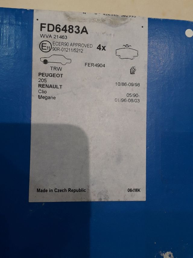 Pastillas de freno megane, clio