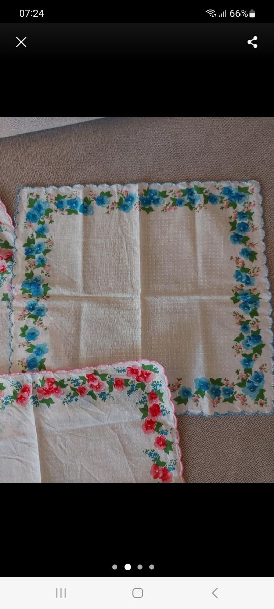 3 centrini in cotone a fiori