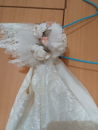 Vestido novia mikado seda con flores 💐