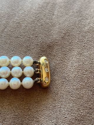 pulsera perlas naturales con oro y diamantes