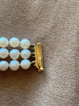 pulsera perlas naturales con oro y diamantes