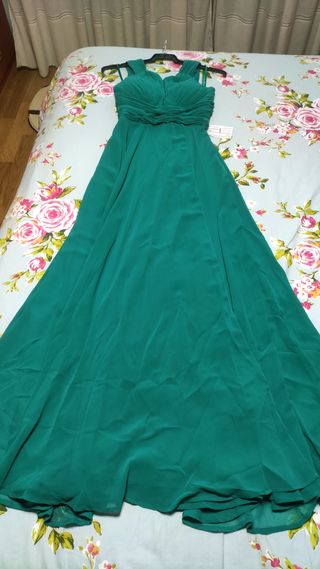 VESTIDO FIESTA NUEVO LARGO SIN MANGAS TURQUESA