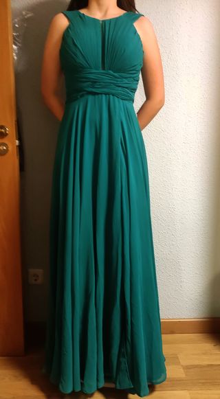 VESTIDO FIESTA NUEVO LARGO SIN MANGAS TURQUESA