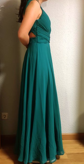 VESTIDO FIESTA NUEVO LARGO SIN MANGAS TURQUESA
