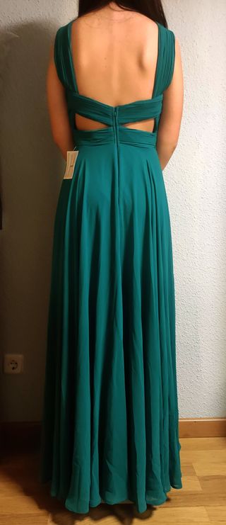 VESTIDO FIESTA NUEVO LARGO SIN MANGAS TURQUESA