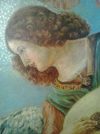 CUADRO pintura al OLEO  DE ÁNGEL, ENMARCADA.