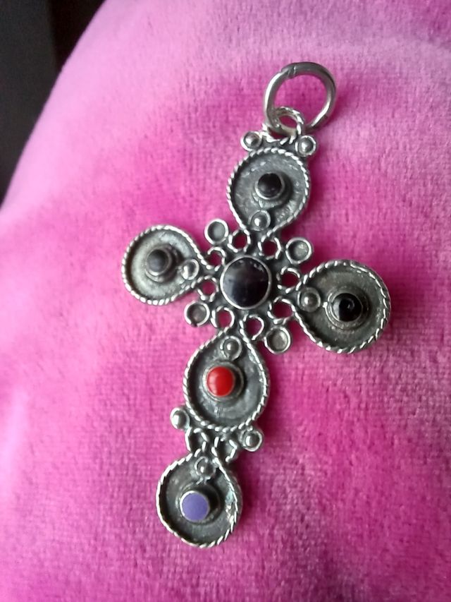 Colgante cruz de plata vintage