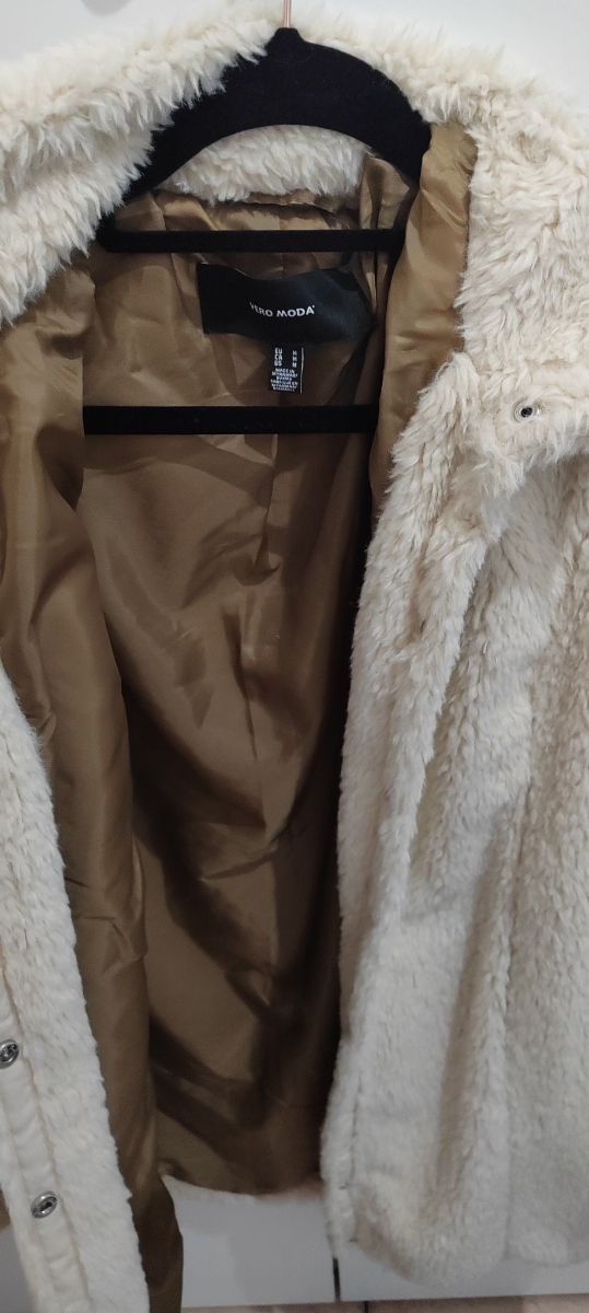 Abrigo suave pelo beige vero moda