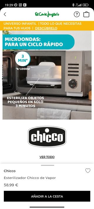 Esterelizador de biberones Chicco