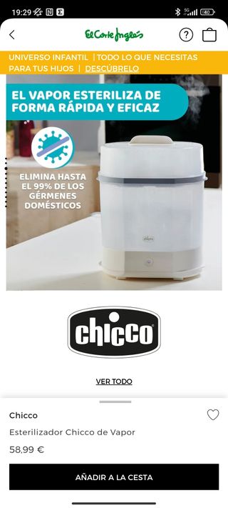 Esterelizador de biberones Chicco