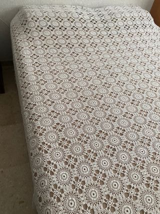 Colcha hecha a mano tejida a ganchillo - Blanco