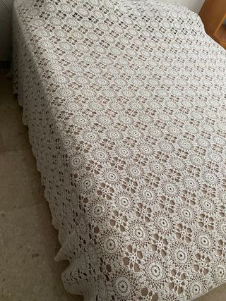 Colcha hecha a mano tejida a ganchillo - Blanco