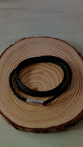 Pulsera hombre cuero negro triple 