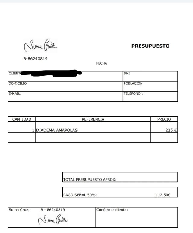 Diadema/Corona de flores Suma Cruz