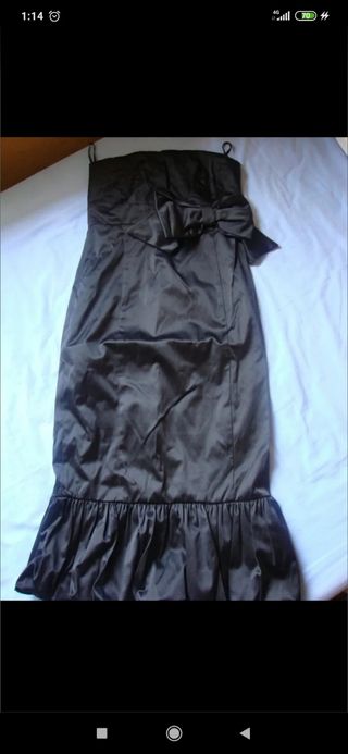 Vestido palabra de honor raso NUEVO negro