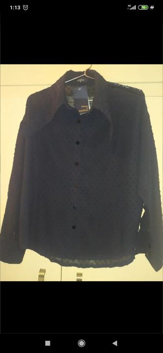 Camisa OCTOBER plumeti NUEVA negra S