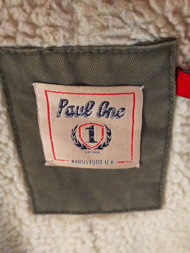 Parka unisex verde con pelliccia bianca