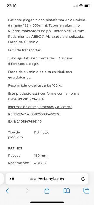 patinete plegable City 180 TIJUANA