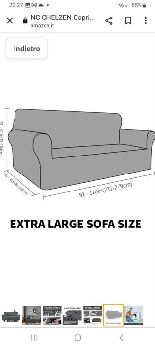 Copridivano CHELZEN EXTRA LARGE GRIGIO