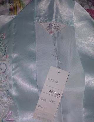 Bata bordada mujer, color verde agua, talla XXL 
