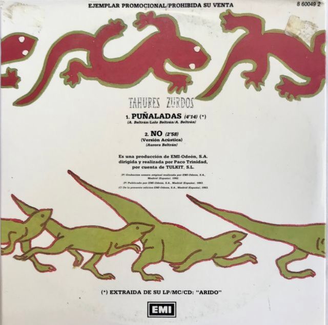 CD Single Tahúres Zurdos. Puñaladas. No