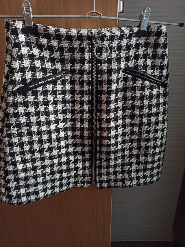 Falda Stradivarius T 34 tipo Vichy