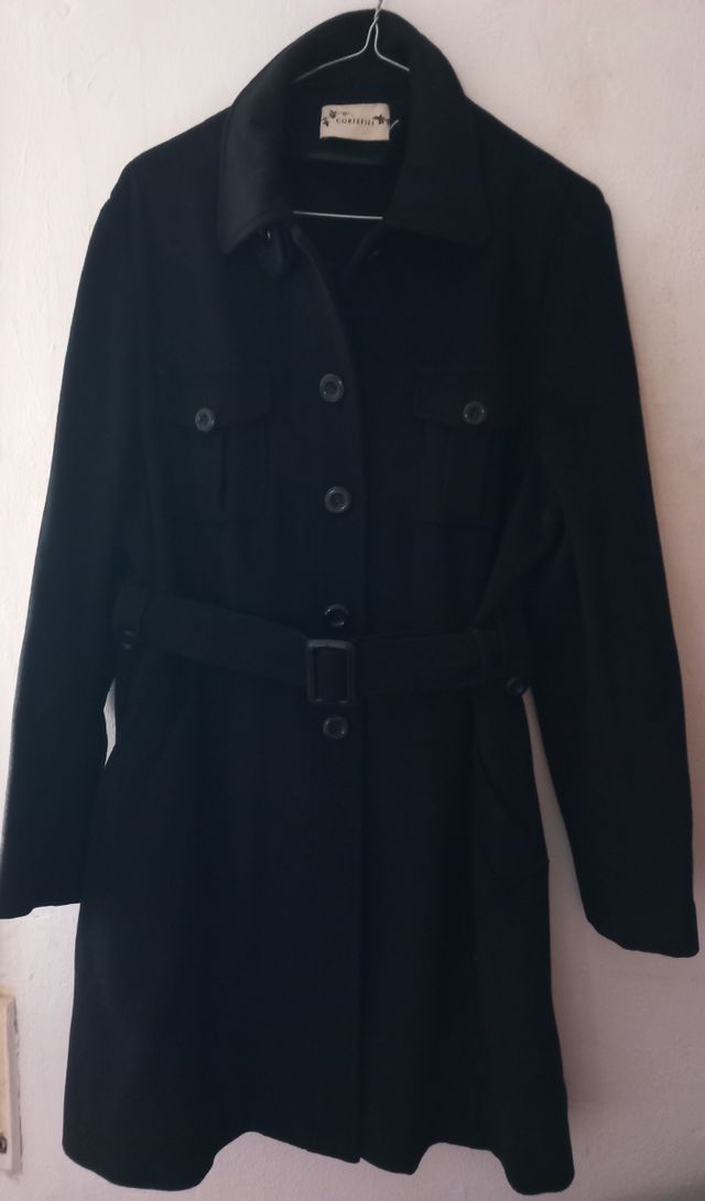 Abrigo lana negro