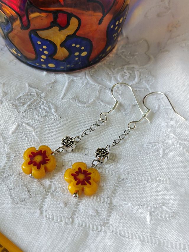 Pendientes flor cristal