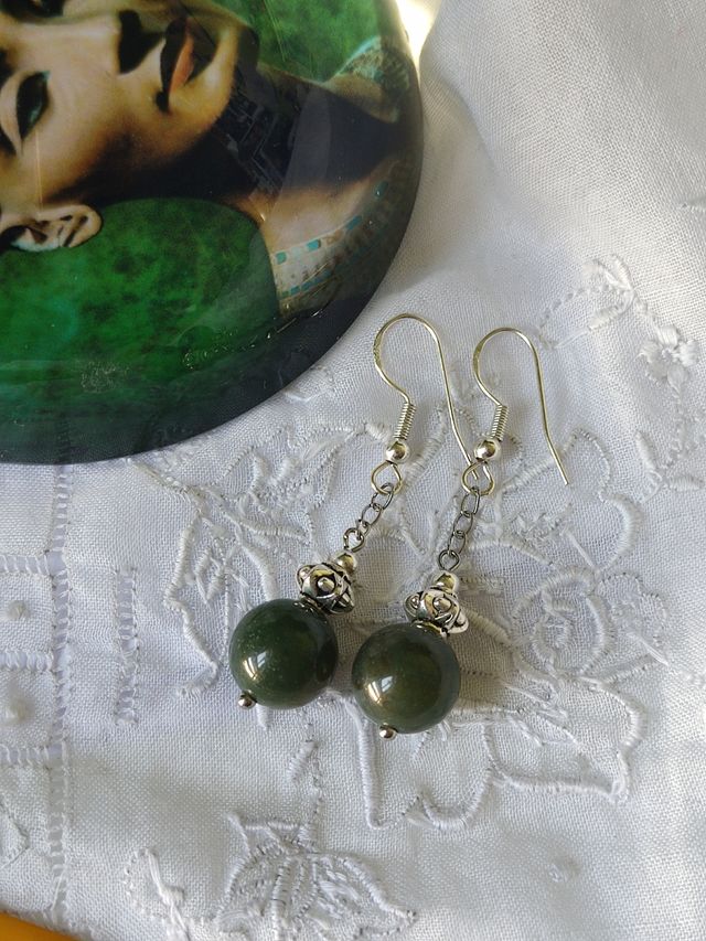 Pendientes bolas piedra natural