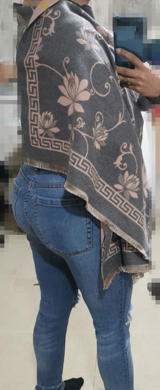 Bufanda de lana 2 tonos rosa y gris 