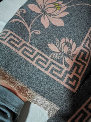 Bufanda de lana 2 tonos rosa y gris 