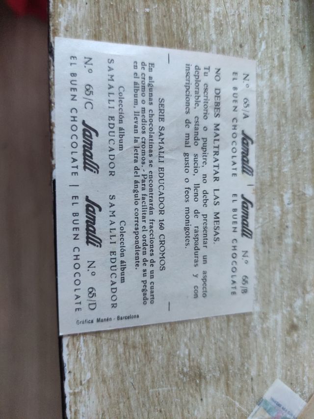 Cromo antiguo chocolates samalli