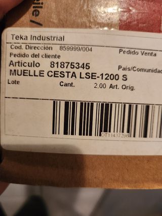 Muelles lavadora marca TEKA sin usar.