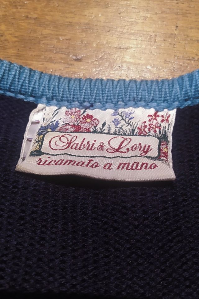 Cardigan vintage lana merino blu