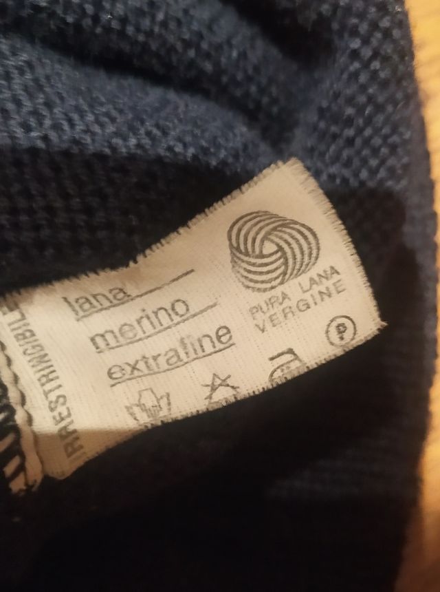 Cardigan vintage lana merino blu