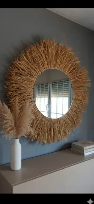 Espejo exótico de rafia XL