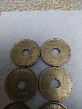 Lote monedas de 25 pesetas diferentes