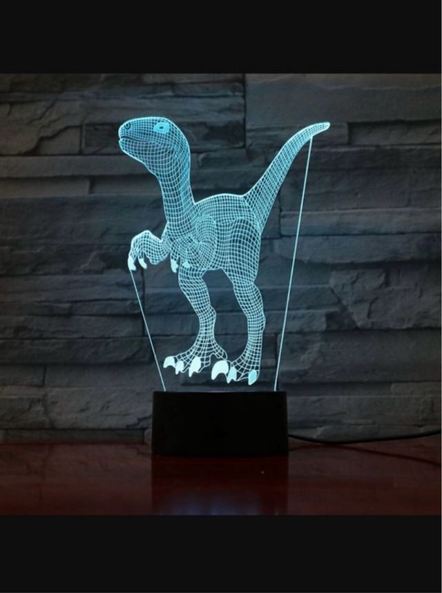 Lampara 3D.7 colores. Dinosaurio.