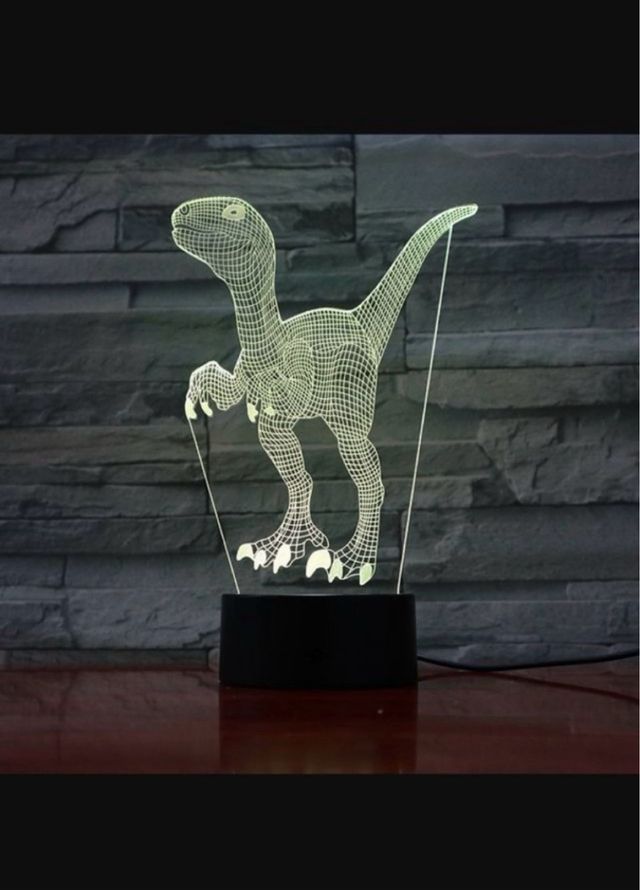 Lampara 3D.7 colores. Dinosaurio.