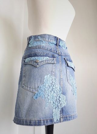 Falda Vaquera Customizada Puntilla 