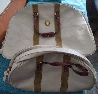  2 MALETAS CUERO BLANCO