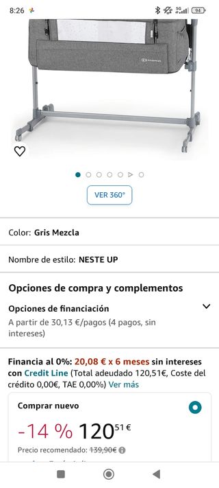 Cuna colecho Kinderkraft 5 posiciones